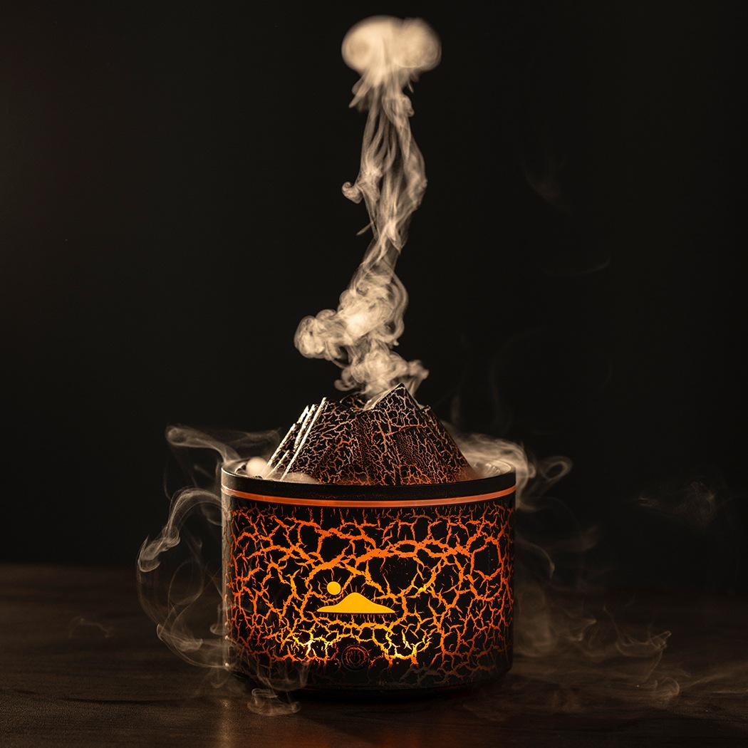 Essential Oil Diffuser 2026 New USB Desktop Humidifier Flame Volcano Lava Aroma Diffuser Humidifier Lights Room чёрный