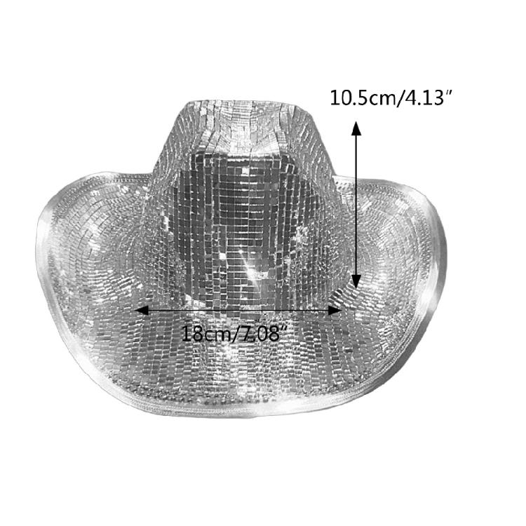 Glitter Mirror Disco Cowboy Hat Stunning Disco Balls Hat Mirror Hat DJs Hat