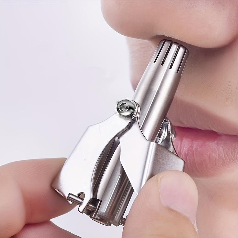 Stainless Steel Nose Hair Trimmer for Men & Women - Manual Hypoallergenic Ear & Nose Hair Cutter, No Battery Needed, Washable, Small Round Head Design