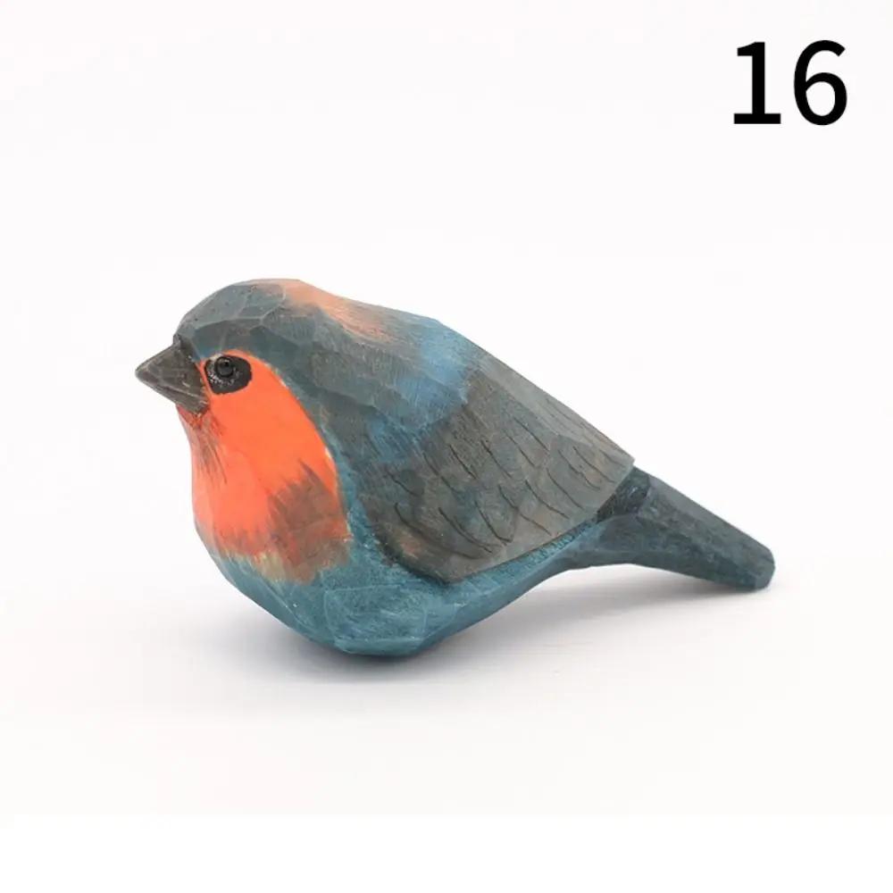 Multi-style Cute Wood Carving Bird Handmade Carving Small Bird Ornament Painting Nordic-style Wooden Bird Figurine Home Decor