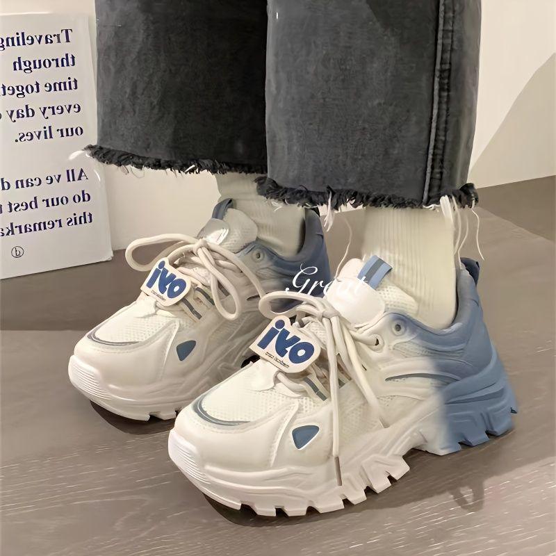 

Женские кроссовки, модные сетчатые спортивные туфли, осенние, повседневные, удобные, на толстой подошве, белые, женские, на платформе, папины туфли Zapatillas Mujer 35