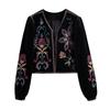 Women's Jacket Autumn and Winter Slim Long-sleeved Short Embroidered Velvet Shirt