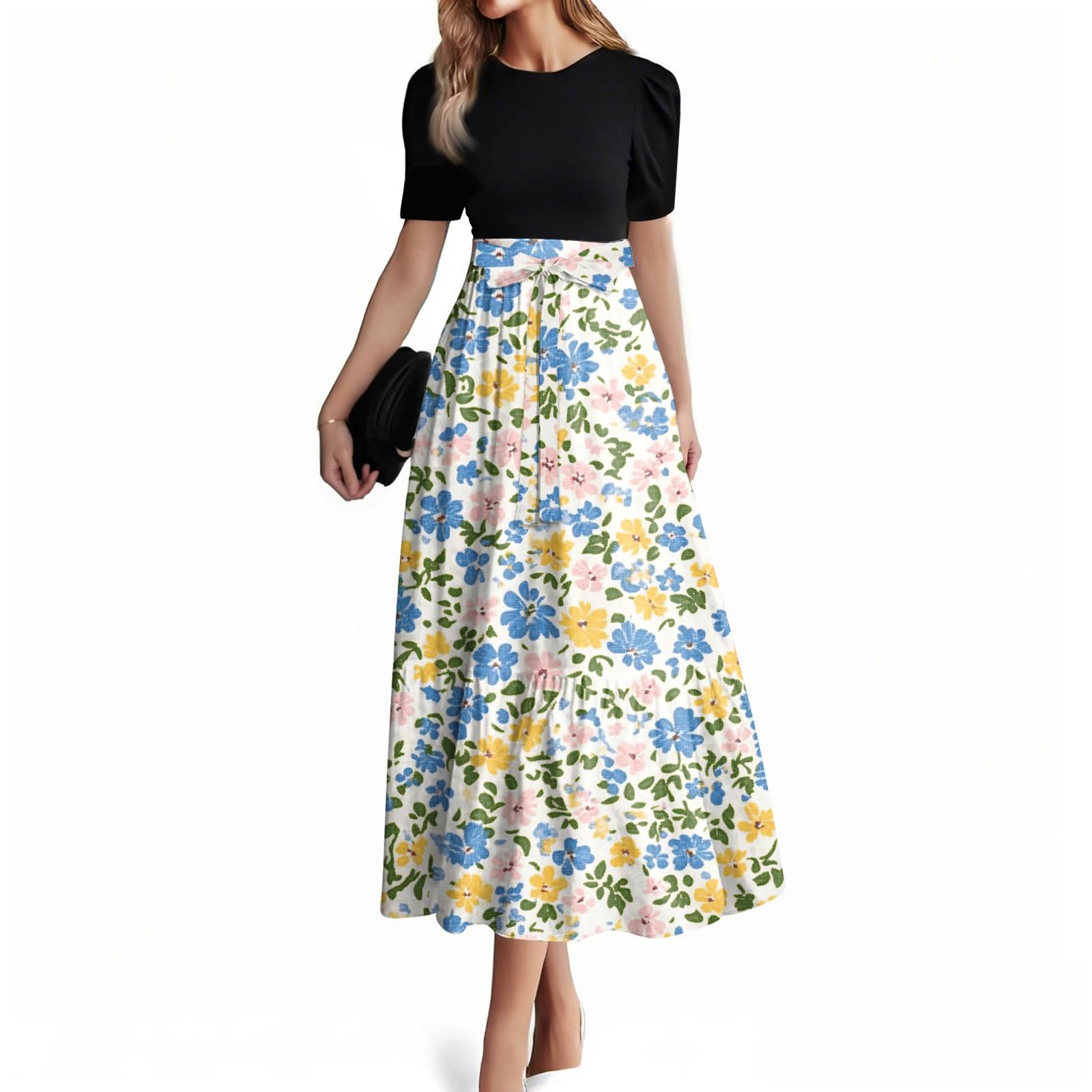 

Женское модное повседневное платье с коротким рукавом и круглым вырезом, элегантное, темпераментное S