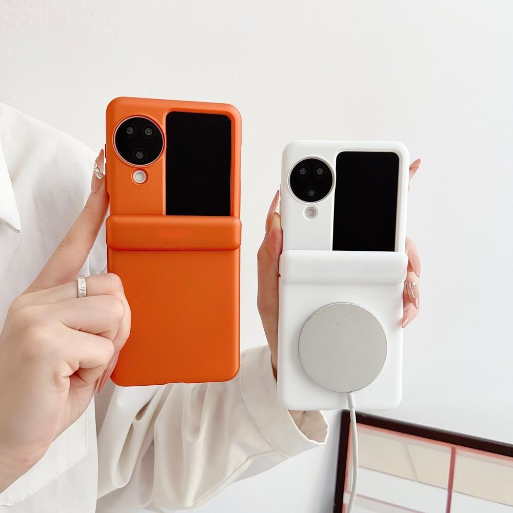 Solid Color For OPPO Find N3 Flip Magnetic Phone Case Shockproof Hinge Protective PC Hard Shell Back Cover
