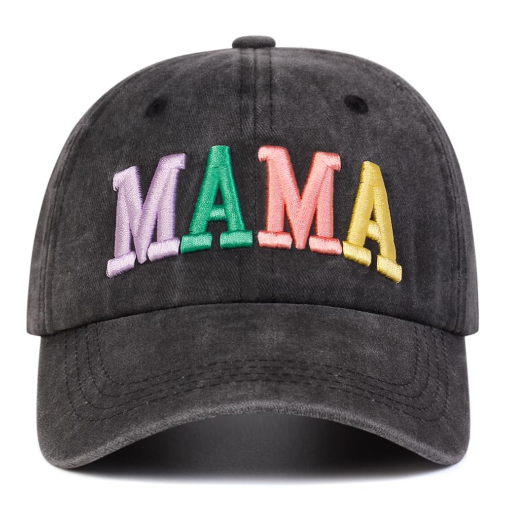 MAMA MINI Bunte Buchstaben Bestickte Baseballkappe Familienhüte Outdoor Verstellbar Sonnenschutz Freizeit Hut Frühling Herbst Reise Tourismus Strandurlaub