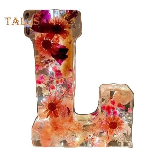 

Нічник із квітковою смолою. Пресовані квіти ручної роботи у смоляних літерах. Лампа, декор столу. Світяться квіткові літери. Подарунок для мами, дружини L