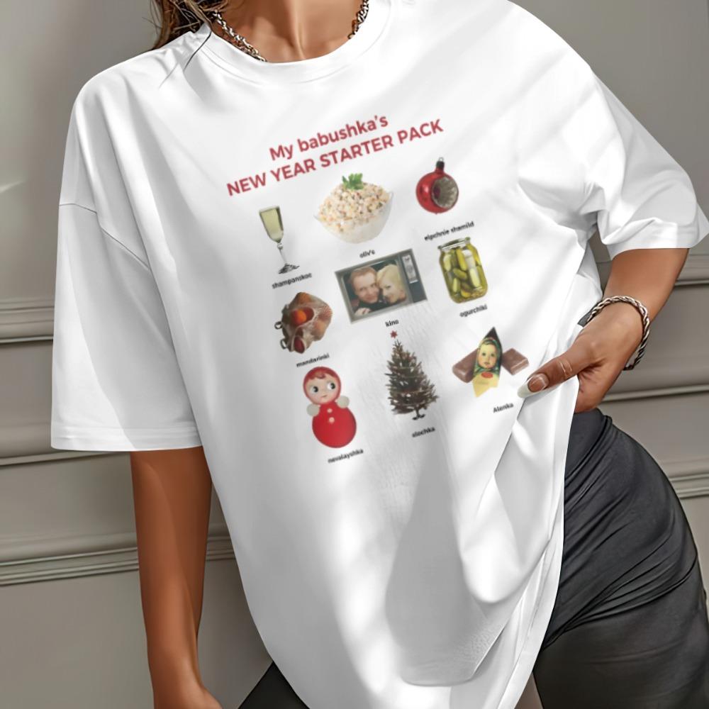 Vintage Style Sun Handprint Flower T-shirt for Women's Summer Casual Loose Short Sleeved T-shirt, Hip-hop Cute Aesthetic Astrology Top