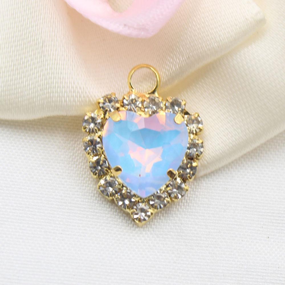 10 Pieces of 15 * 20mm Peach Heart Mocha Rhinestone Pendant, DIY Handmade Pet Necklace Accessories, Clothing, Wedding Decoration