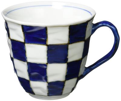 Hamato Arita Ware Souta Kiln Checkered Beveled Mug, Blue, 301926