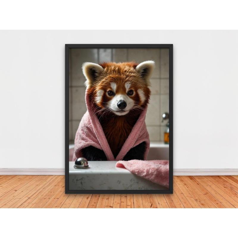 

Животное Лев Розовый Халат в Ванной Забавный Ленивец Панда Волк Плакат Печать Настенные Картины Картина На Холсте Комната Домашний Декор Подарок 21cm×30cm NoFrame