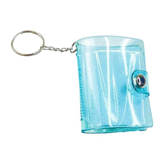 Storage Book Mini Photo Album Keychain with Snap Button Design Portable 16-24 Photo Capacity