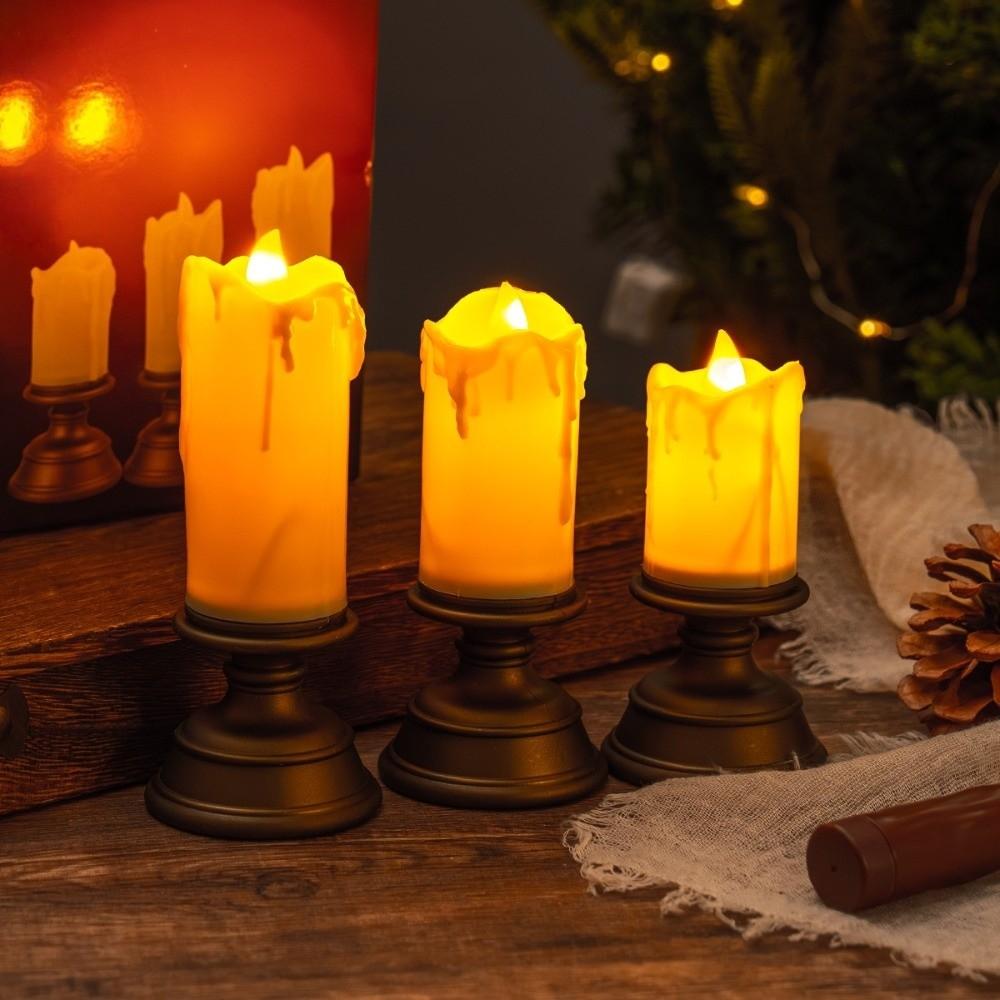 Simulation Candle Crying Candlestick Decorative Roman Pillar Candlestick  Dinner Party Supplies