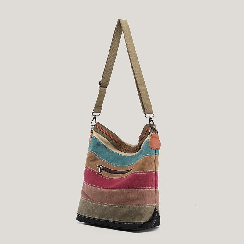 rossbody bag ortable canvas bag arge capacity with zipper omen's bag Women's shoulder bag ucket bag Commuter