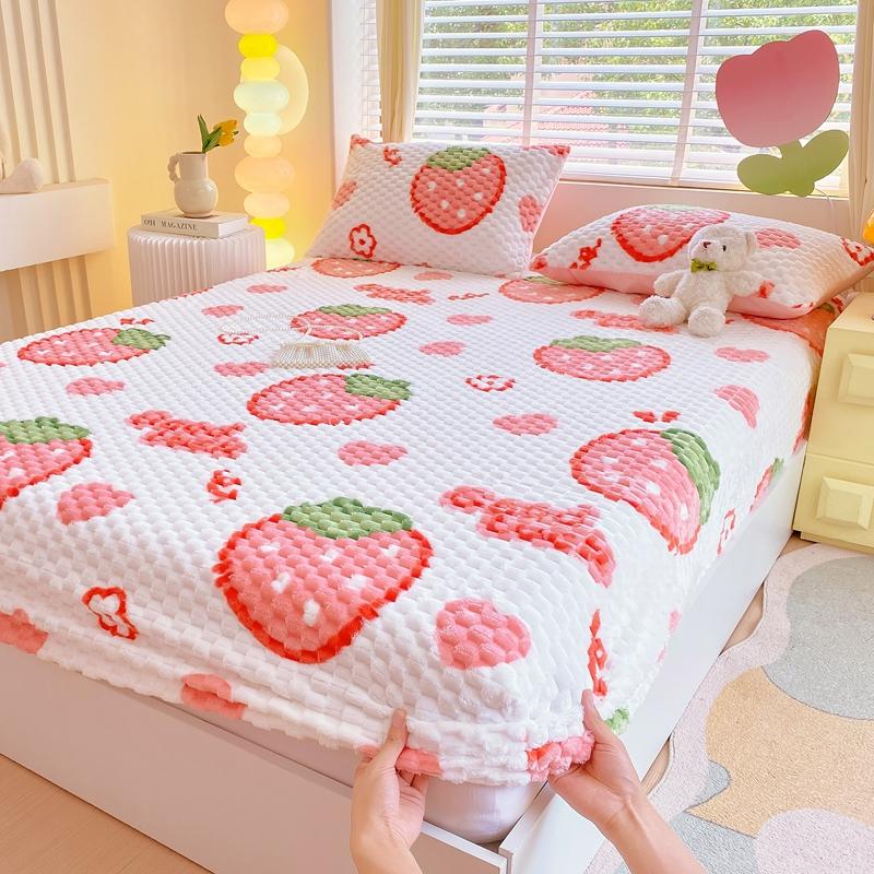 Skin-friendly Bedsheet Soft Fitted Sheet Flannel Bed Cover Warm Bed Linen Queen Size Sheets Drap Housse (Pillowcase Need Order)