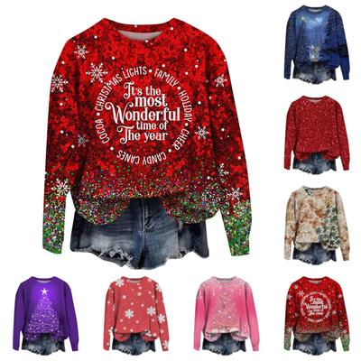 Women  Winter Tops Women's Long Sleeve Sweatshirt Casual Crewneck Loose Fit Pollover Fleece Tops