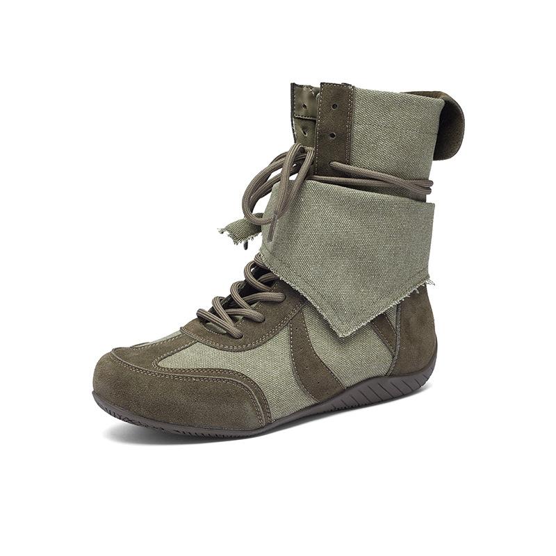 Augustine Boxing Boots Women's 2025 New Autumn Super Fire Retro Martin Boots Short Boots High Top Medium Tube Fashion Boots
