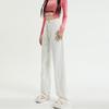 Narrow Version Straight White Jeans Women's Autumn High Waist Small Looking Thin Loose Wide Leg Drape Pants