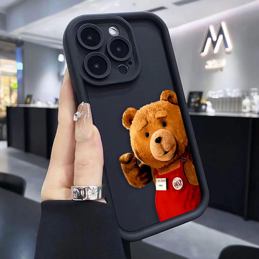 Cartoon Bär T-Teddy Handyhülle Für iPhone Apple 17 AIR 16 16E 11 12 13 14 15 XR Plus Pro Max DIY Hülle TPU Stoßfeste Hülle Capa