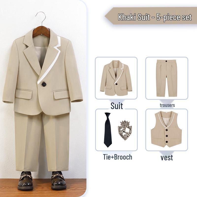 Boys' British Gentleman Suit Set - Formal Wear for Piano, Host Speech, or First Birthday