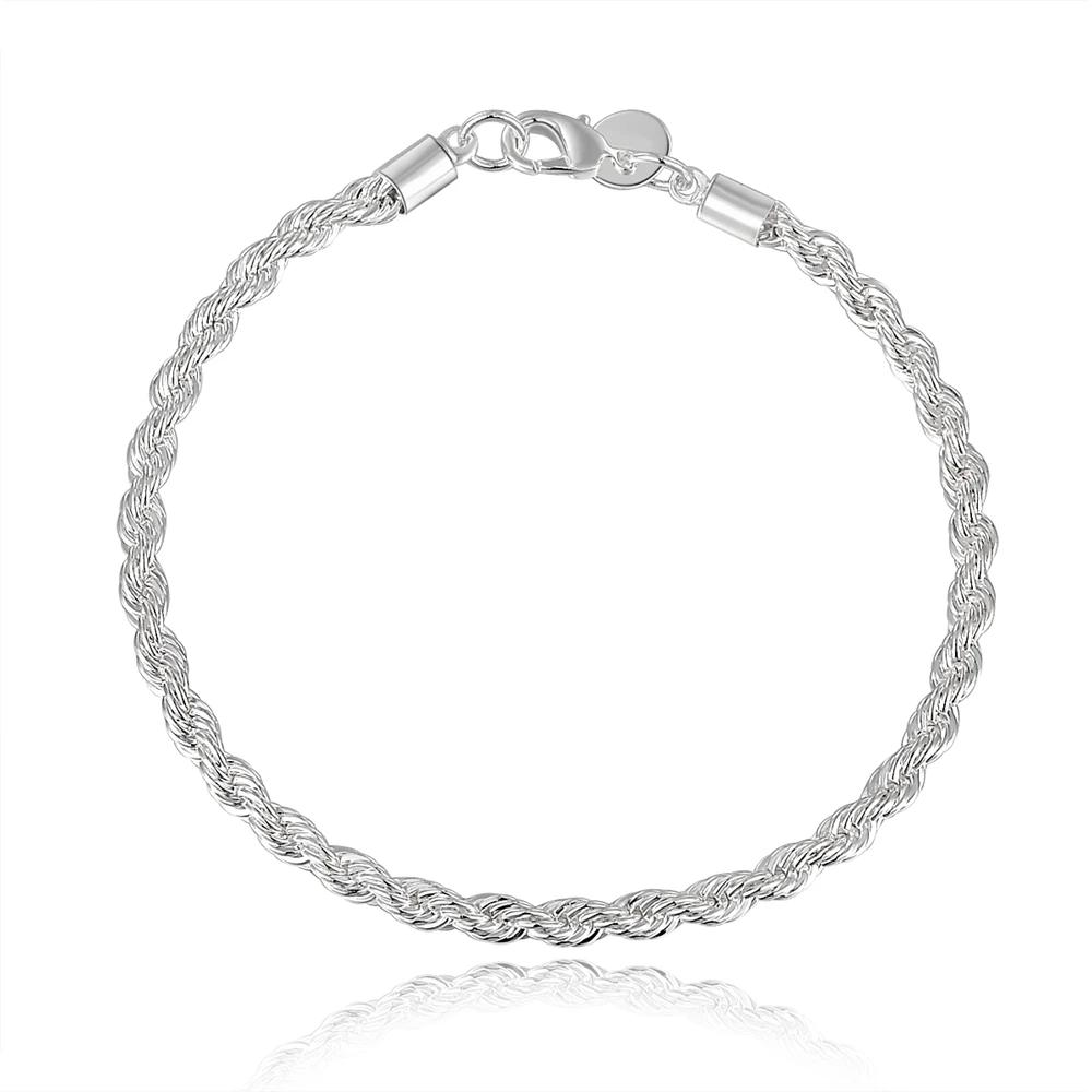 925 Silver Bracelet 3MM Twisted Rope Exquisite Ladies Fashion Wedding Party Gift Jewelry