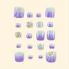 24pcs Chic Purple Gradient Press-On Toenails Set With Glitter, 3D Pearl & Starfish Rhinestones - Short Square Fake Nails For Women And Girls