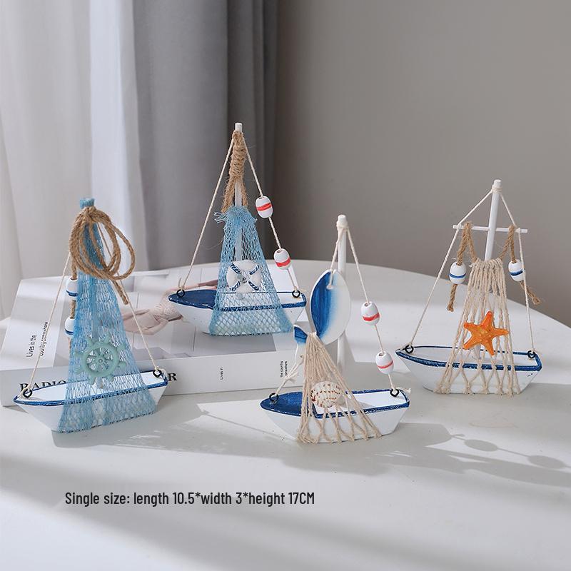 

Mediterranean-Style Wooden Sailboat Figurines - Small Decorative Handicraft Ornaments
