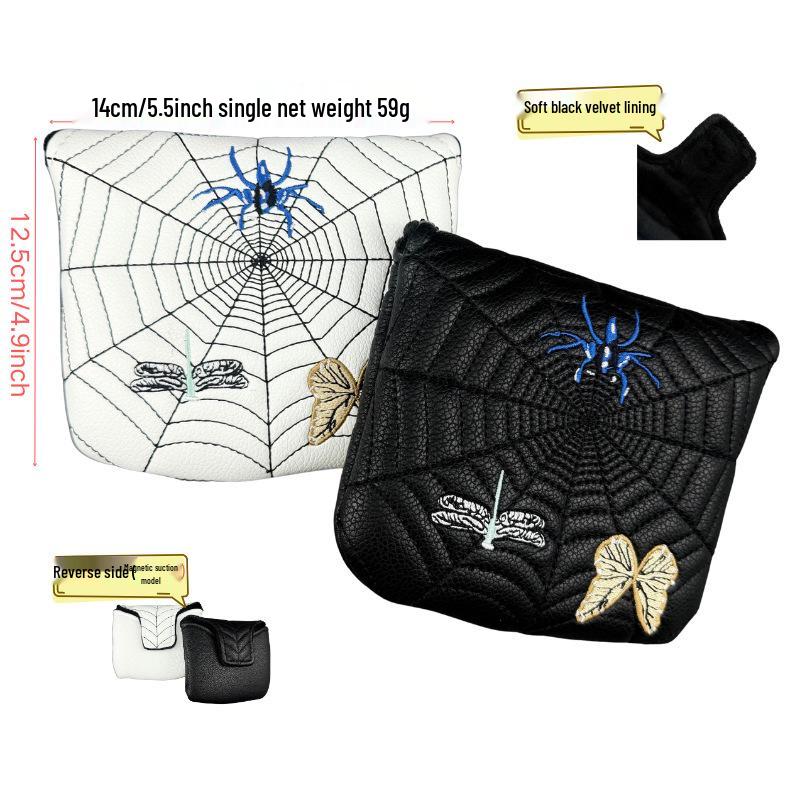 Black & White Spider Embroidered Magnetic Golf Putter Cover
