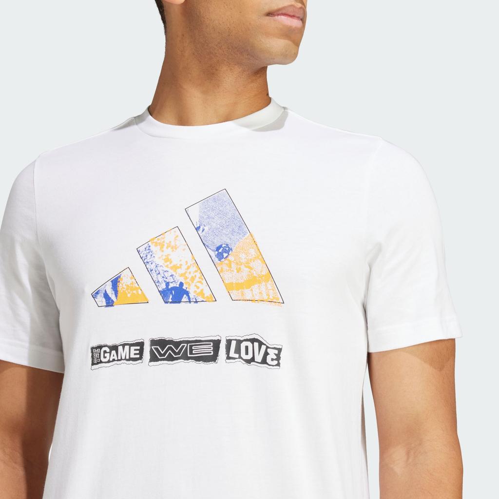 Adidas Camiseta Confortável de Manga Curta e Gola Redonda Masculina Tops Branco IS2323