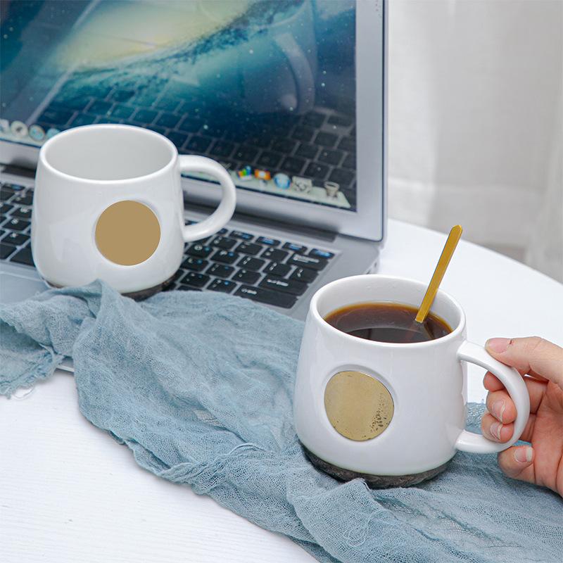 1pcs 420ml New Ceramic Cup Copper Flake Fish Scale Mug Large Capacity Coffee Office Gift Can Be Customized with Name and Logo