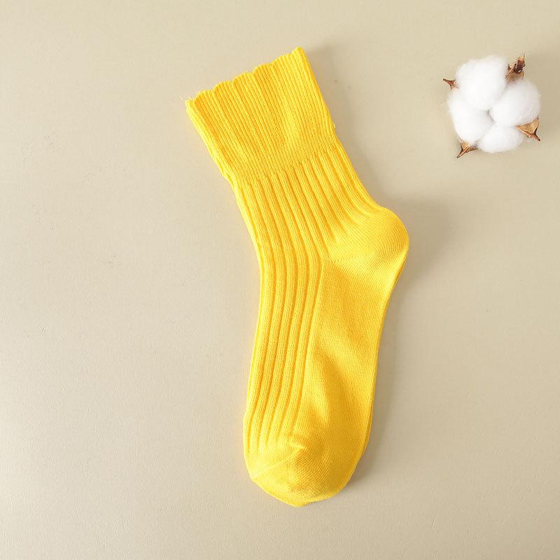 Lockere Socken für ältere Menschen, Socken für Frauen nach der Geburt, reine Baumwollsocken für Frühling und Herbst, weitmaschig, nicht einschnürend, gerüschte Mid-Calf-Socken