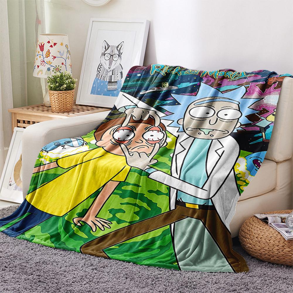 1 Stück Rick und Morty Print Flanelldecke, Hohe Qualität, Bequem für alle Jahreszeiten, Heimdekoration, Wärme und Komfort, Perfekt für Geschenke