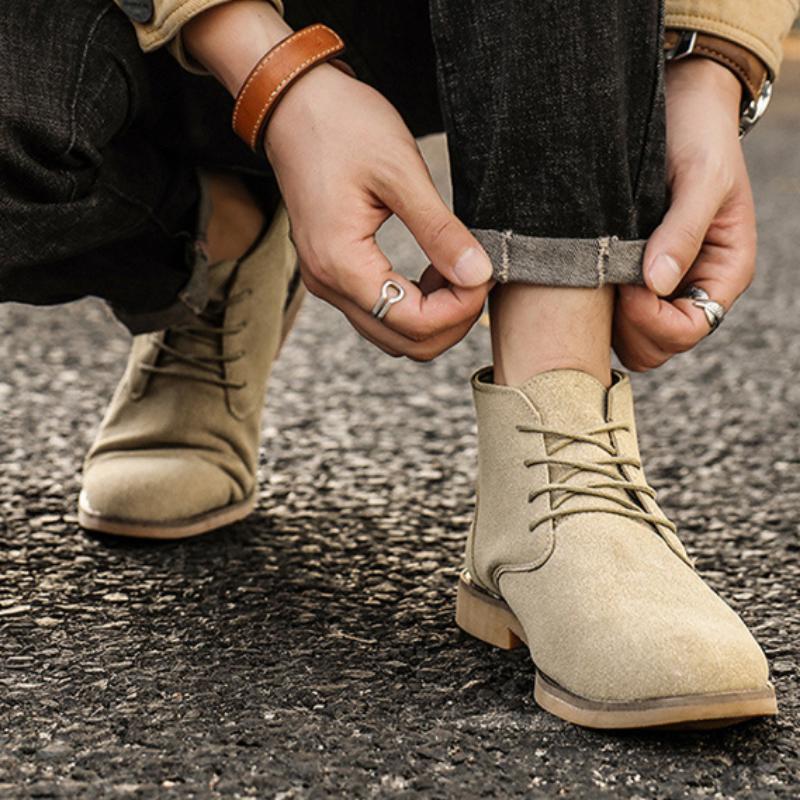 Ankle Boots Men's Leather Boots Low-top Men's Shoes Comfortable and Breathable Pointed Toe European and American Style Short Boots