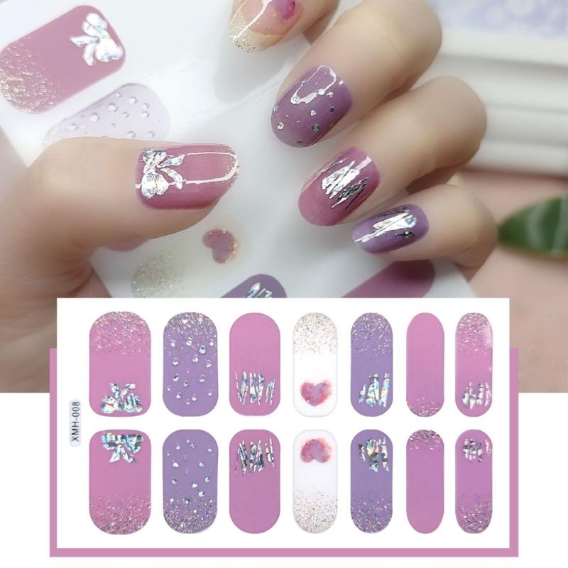 Flower Gradient Nail Sticker Full Wraps Nail Art Stickers Self-Adhesive Nail Art Decal Strips for DIY Nail Art Decor