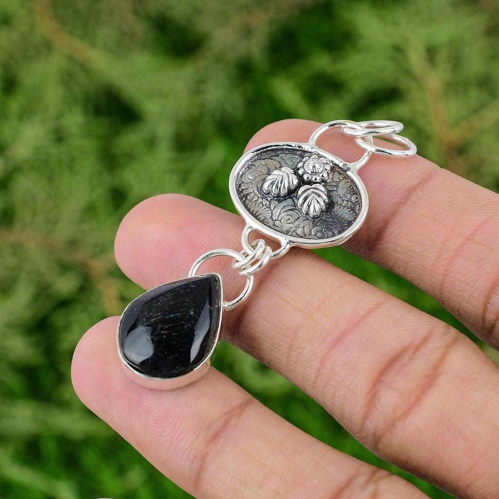 Thanks Giving Day Deal 925 Silver Black Tiger's Eye Gemstone New Pendant Jewelry