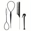 4-piece WANMEI  Headband Tool, Hair Braiding Tool with Mouse Tail Comb, Ponytail Headband Remover, Quick Styling Hair Accessory