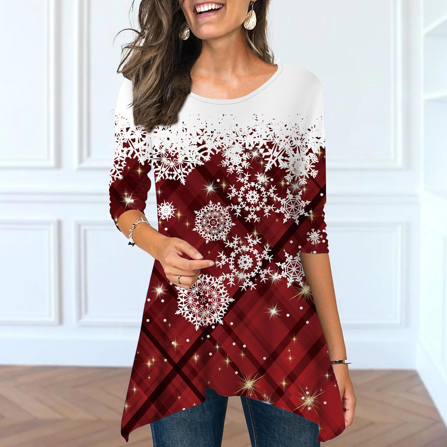 

Женские весенние топы с круглым вырезом и принтом в виде сетки, модные футболки с длинными рукавами и неровным подолом 8XL коричневый