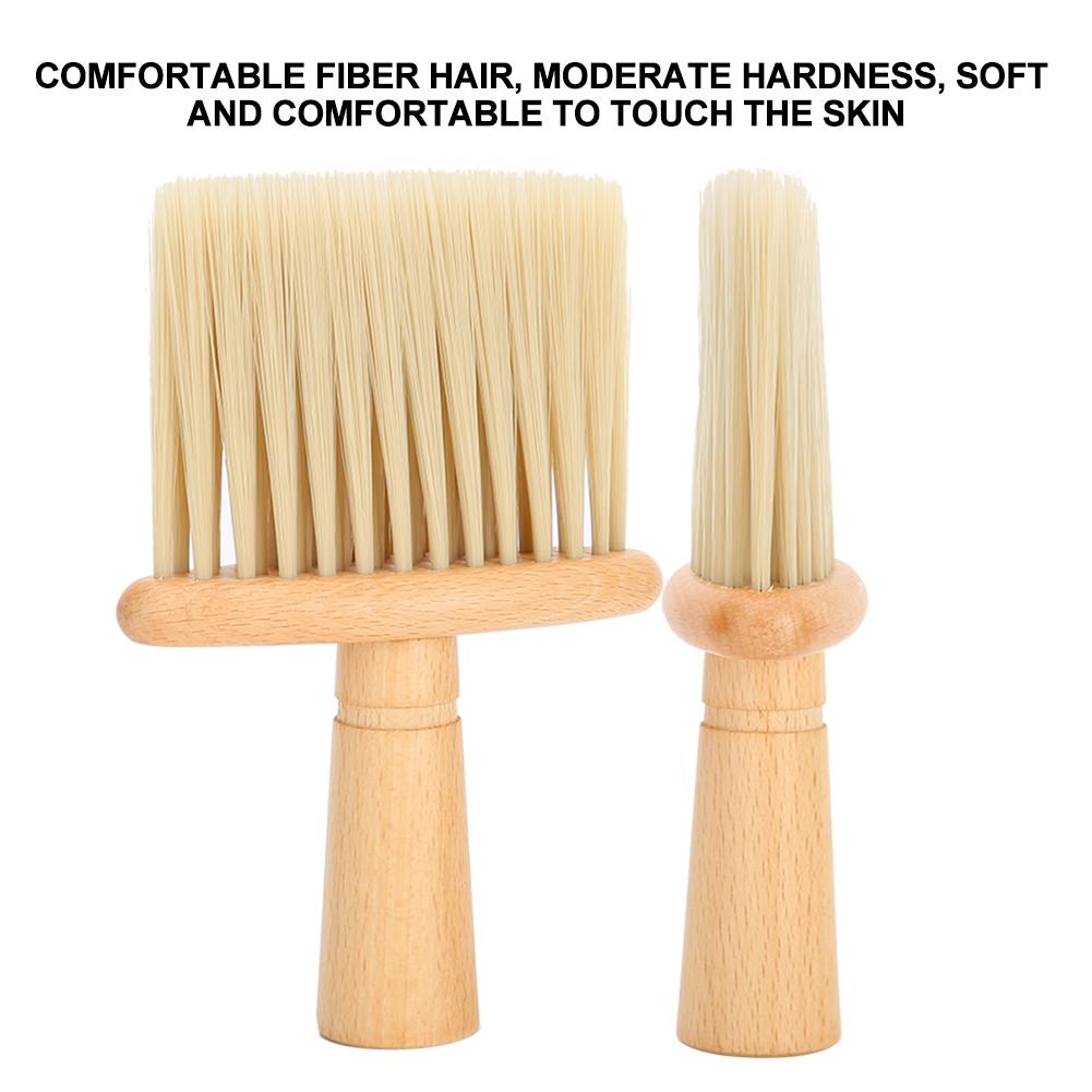 Broken Hair Sweep Brush Wooden Handle Haircut Neck Duster Brush For Barber Shop Hairstylist