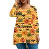 Women's Fashion Large Size Round Neck Long Sleeve Casual Halloween Print Loose Pullover Top