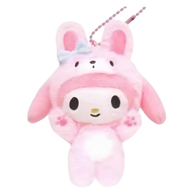 Sanrio Hellokitty Hanton Jade Dog Kurome Cute Companion Soothing Keychain Doll Plush /16cm Height Melody Pendant 11.5cm