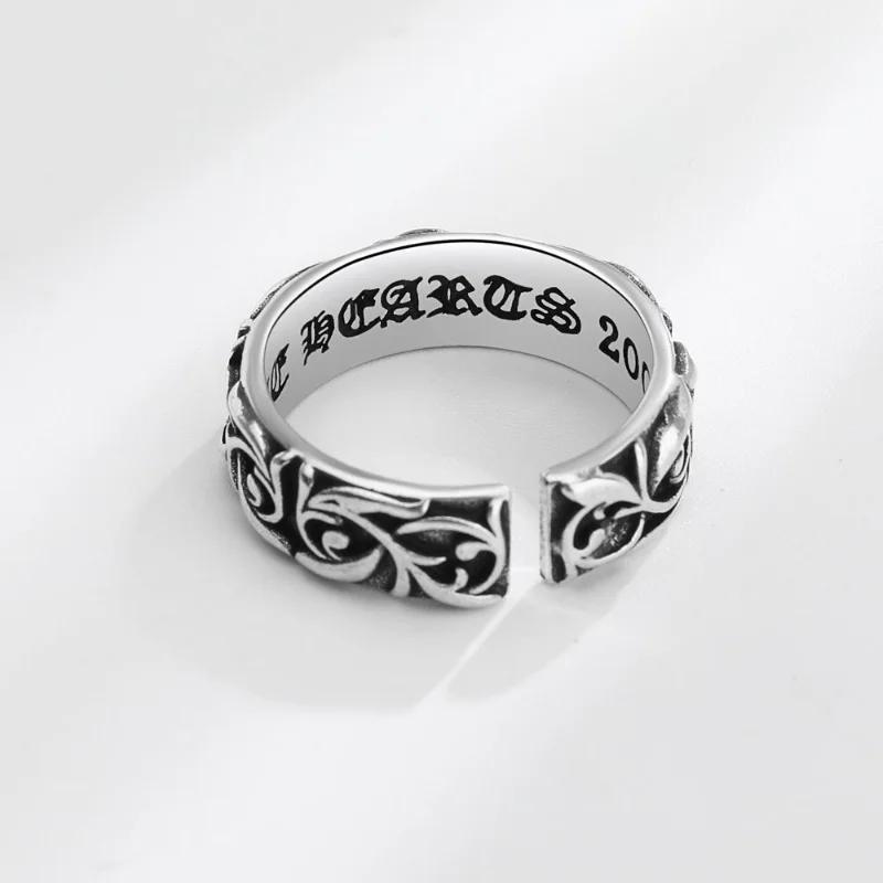 Personality Cross Ring Men and Women Couples Fashion Retro Thai Silver Eternal Vine Ring