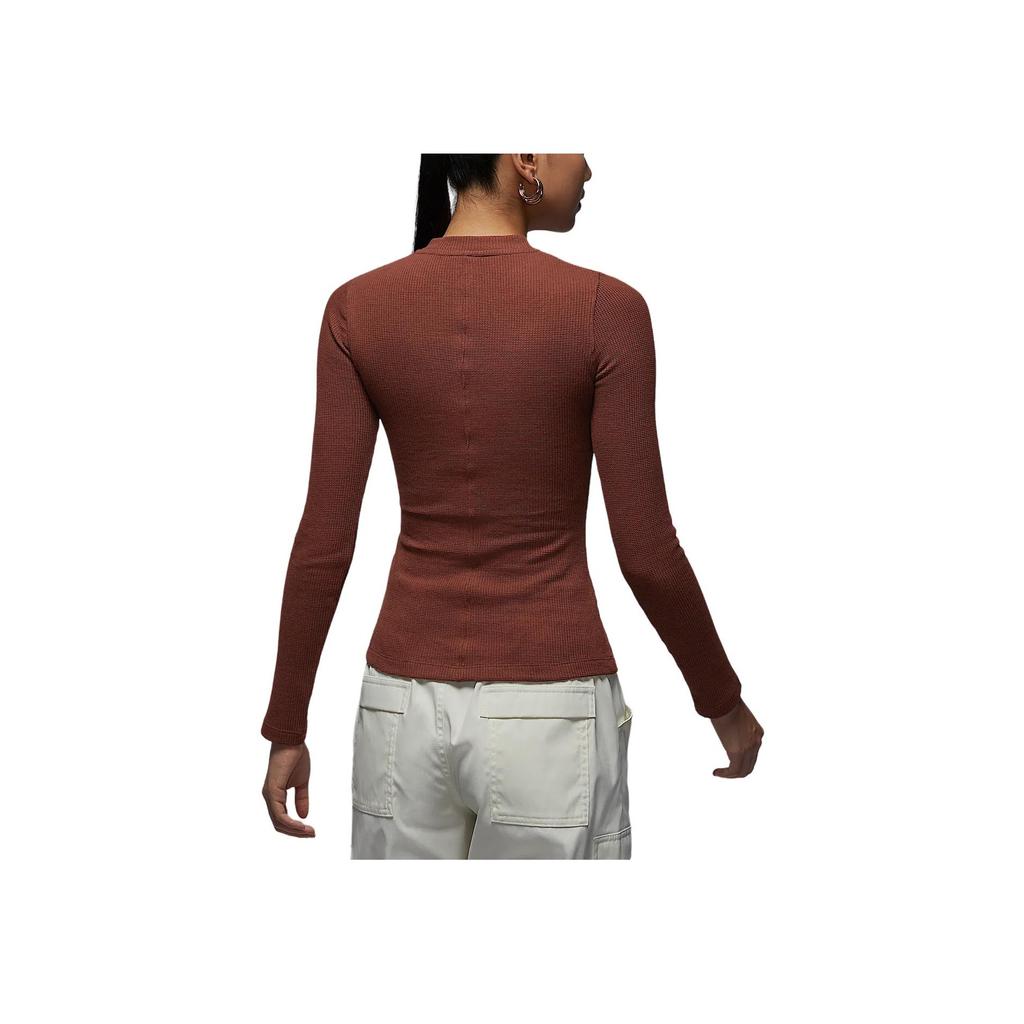 Jordan FW24 Comfortable Soft Slim Fit Long Sleeve Knit Top Women Tops Brown White HF9469231