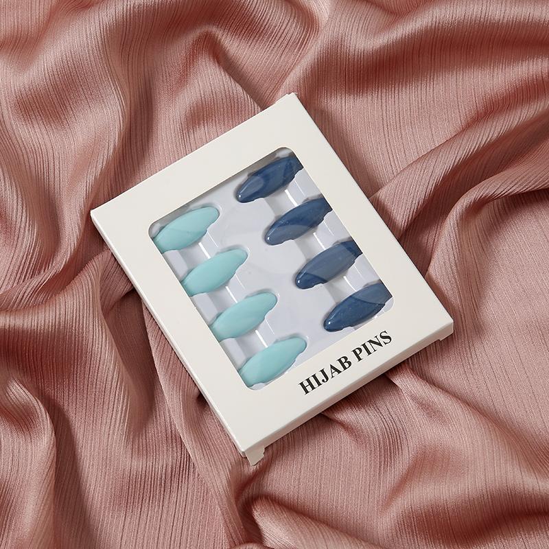 Fashion Muslim Scarf Hijab Pins Oval Plastic Brooches For Women Mixed Colors Clips Fixed Safely Pin Accessories 8PcsBox