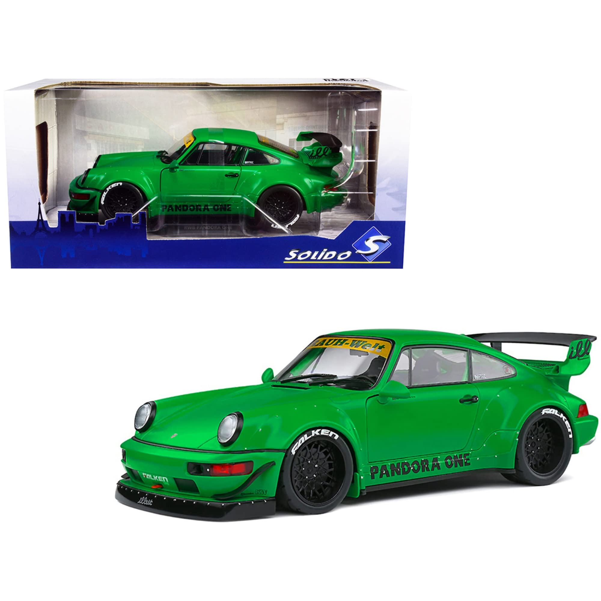 масштаб Porsche 911 964 Solido масштаб 911 964 RWB RAUH WELT 1992 ЗЕЛЕНЫЙ 1807502 1/18 1/18 зелёный