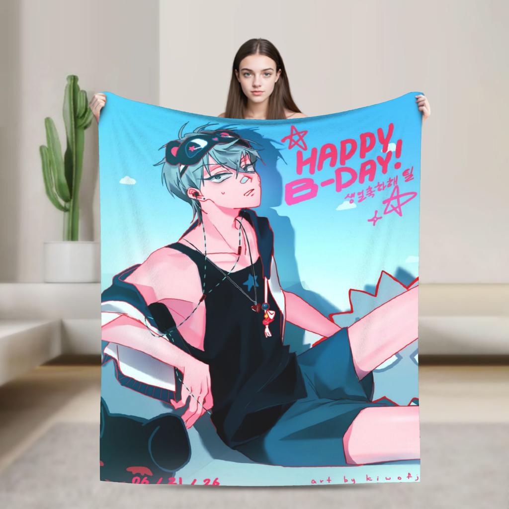 Super Soft Blanket Picnic Kawaii Chibi LUKA Hot Anime ALIEN STAGE Throw Blanket  Flannel Bedspread For Bedroom Sofa Bed Cover