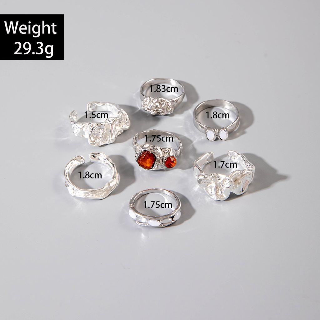 European and American jewelry: geometric fashion, vintage alloy rings, irregular diamond-encrusted ring sets, women's accessories
