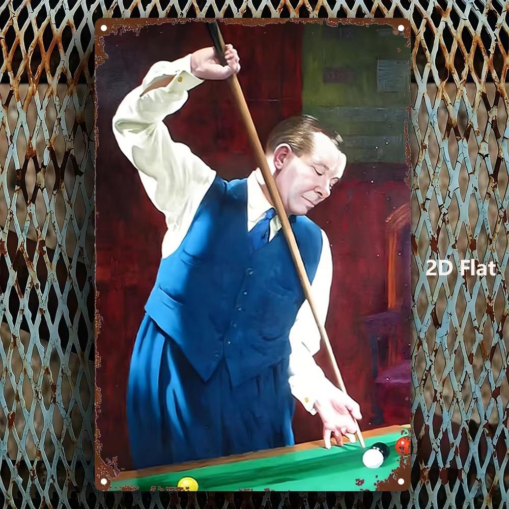 Vintage Tin Metal Wall Art Sign Pool Table Bar Decor 8x12 Inch