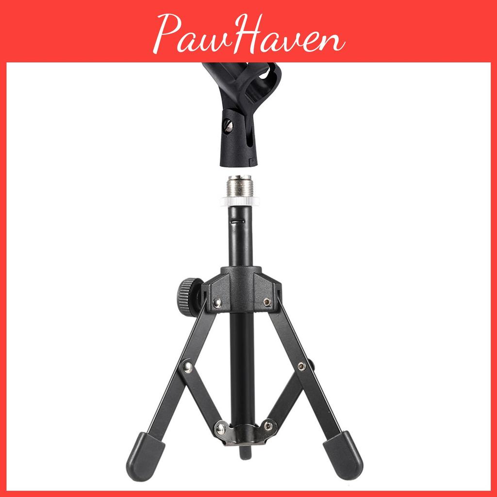 Ms12 Mini Adjustable Desktop Foldable Tripod Microphone Stand With Mc3 Mic Clip Holder Bracket For