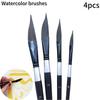 A Set of 4 Watercolor Brushes Designed for Professional Artists, Featuring Chisel Handles And an Ergonomic Ferrule Design