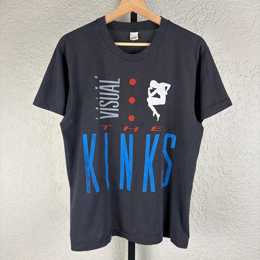 The Kinks 1987 Think Visual Tour Concert Band Tee Black reprint PA7841 M