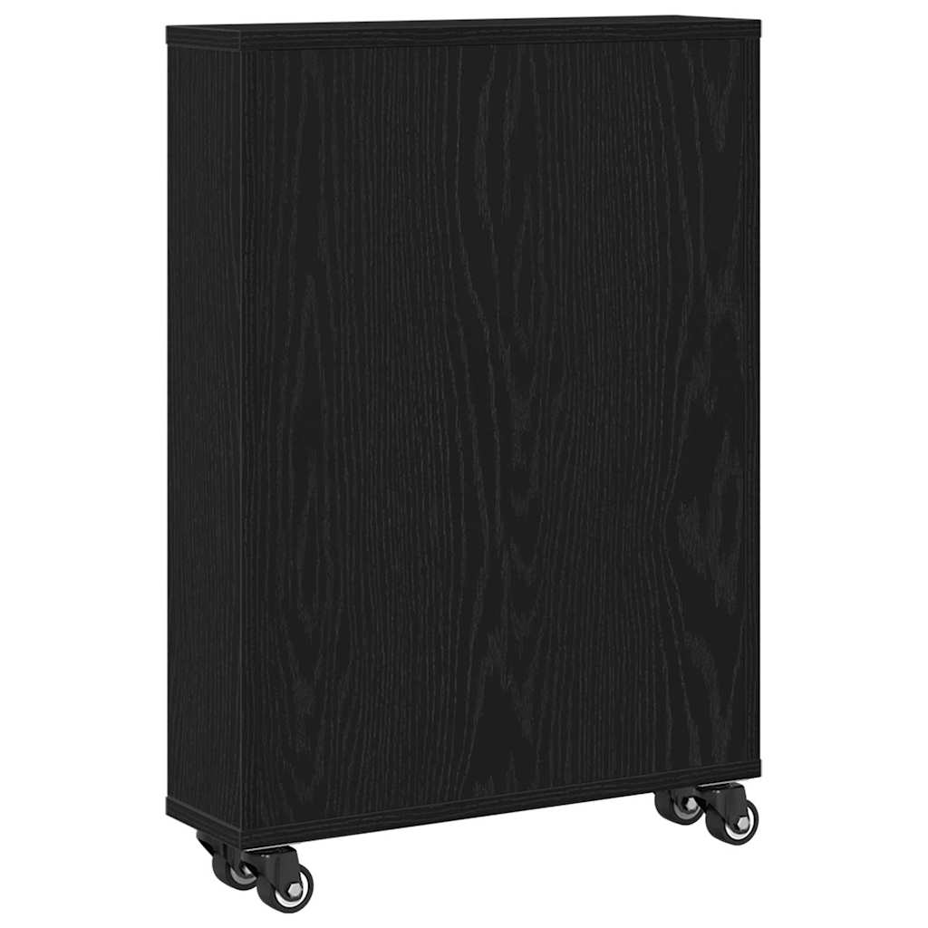 Narrow Storage Trolley Black Oak Effect